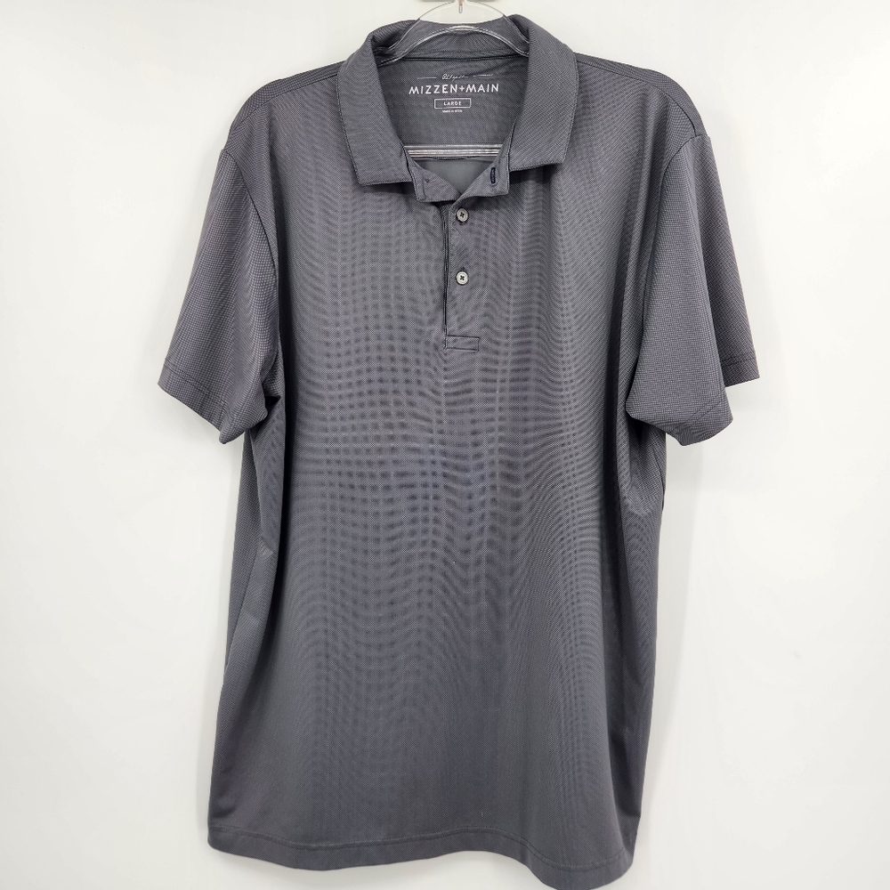 Mizzen + Main Phil Mickelson Polo Shirt Mens Size Large Gray Golf Short Sleeve